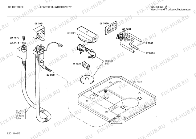 Схема №3 WITDD02FF De Dietrich LB6619f11 с изображением Панель для стиралки Bosch 00283768