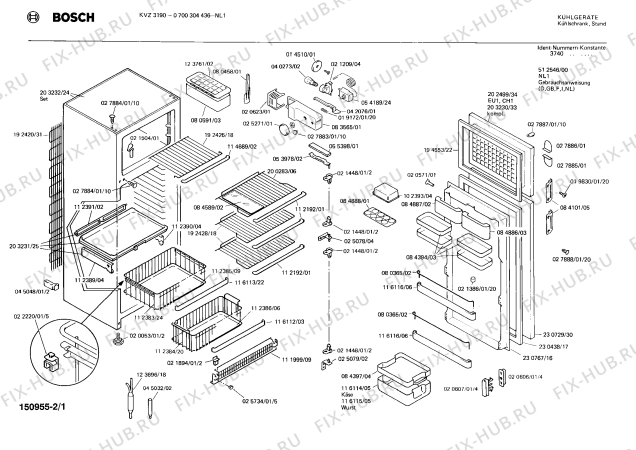 Схема №2 0705254159 GS278T с изображением Цокольная панель для холодильника Bosch 00111999