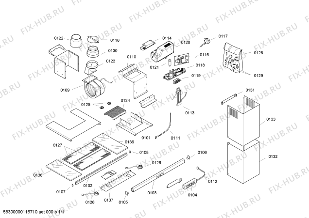 Схема №1 D96M6N0GB с изображением Вентиляционный канал для вытяжки Bosch 00443206