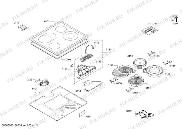 Схема №1 CE261113 с изображением Стеклокерамика для плиты (духовки) Bosch 00773362