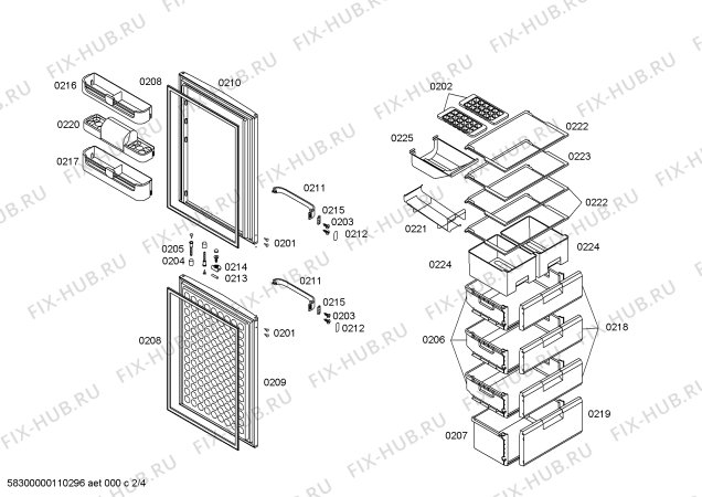 Схема №2 KGU31125GB с изображением Дверь для холодильника Bosch 00240819