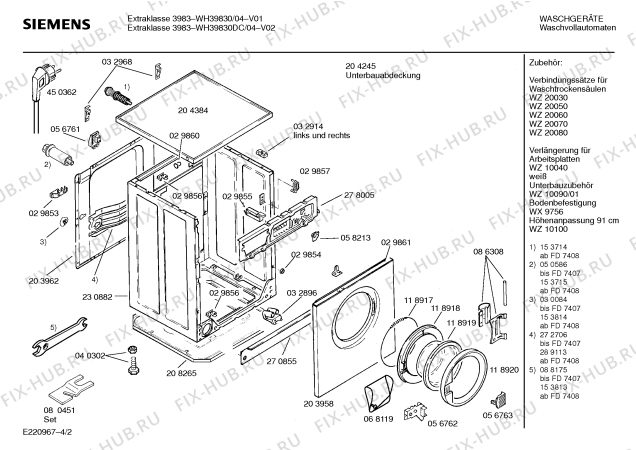 Схема №4 WH39830 EXTRAKLASSE 3983 с изображением Вставка для ручки для стиральной машины Siemens 00094407