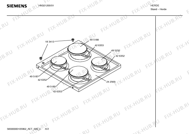 Взрыв-схема плиты (духовки) Siemens HN321200 - Схема узла 02