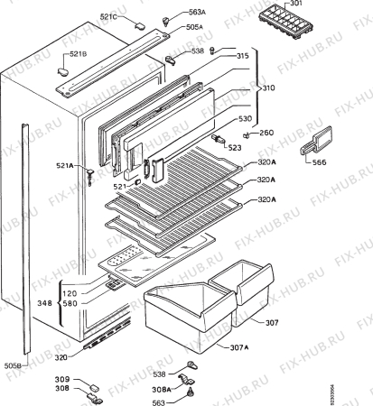 Взрыв-схема холодильника Zanussi ZI5243 - Схема узла Housing 001