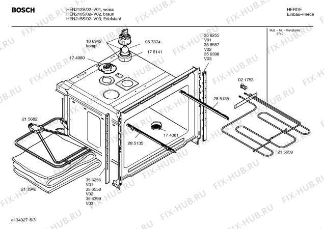 Схема №3 HEN212S с изображением Ручка выбора температуры для плиты (духовки) Bosch 00183816