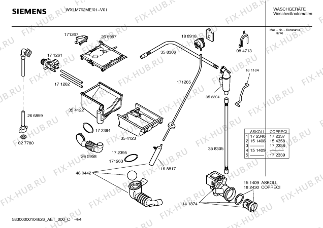 Взрыв-схема стиральной машины Siemens WXLM762ME SIWAMAT XLM 762 - Схема узла 04