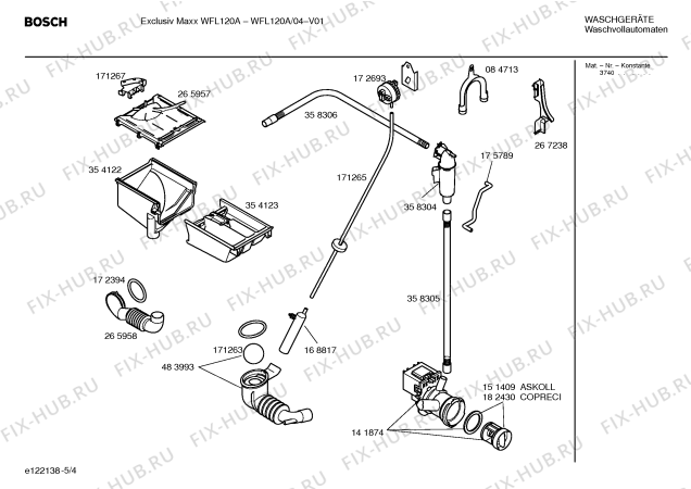 Взрыв-схема стиральной машины Bosch WFL120A Exlusiv Maxx WFL 120A - Схема узла 04