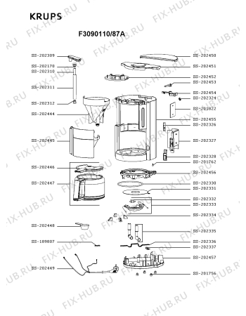 Схема №1 CM392811/87A с изображением Прокладка для электрокофеварки Krups SS-202331