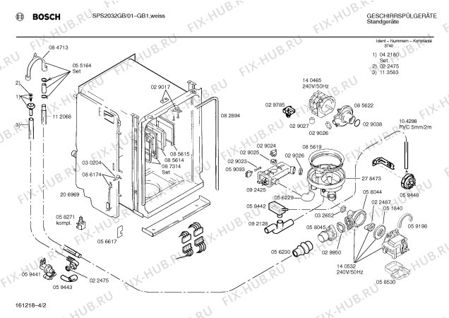Взрыв-схема посудомоечной машины Bosch SPS2032GB - Схема узла 02