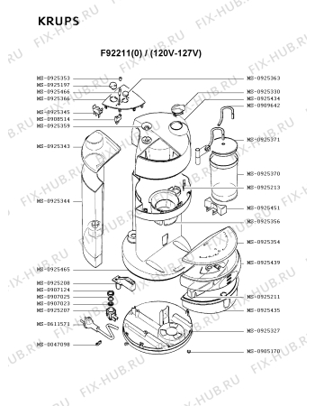 Взрыв-схема кофеварки (кофемашины) Krups F92211(0) - Схема узла JP001881.1P2