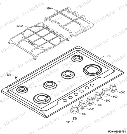 Взрыв-схема плиты (духовки) Electrolux PX960UOV - Схема узла Hob