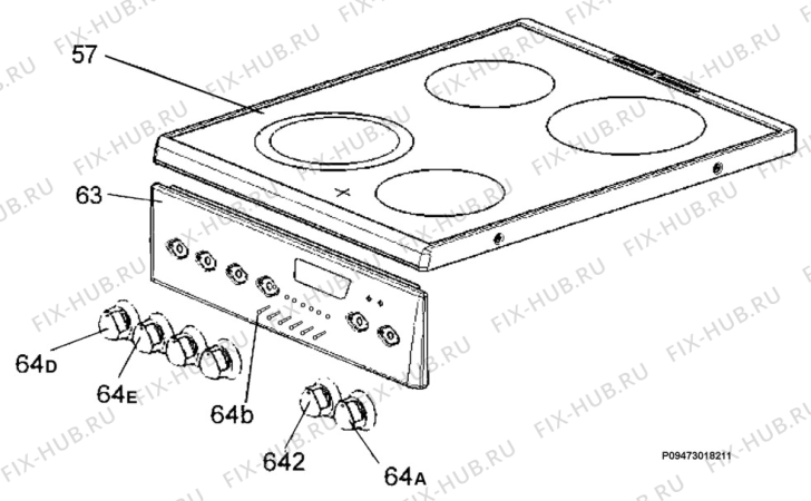 Взрыв-схема плиты (духовки) Husqvarna Electrolux QSG5442 - Схема узла Section 4