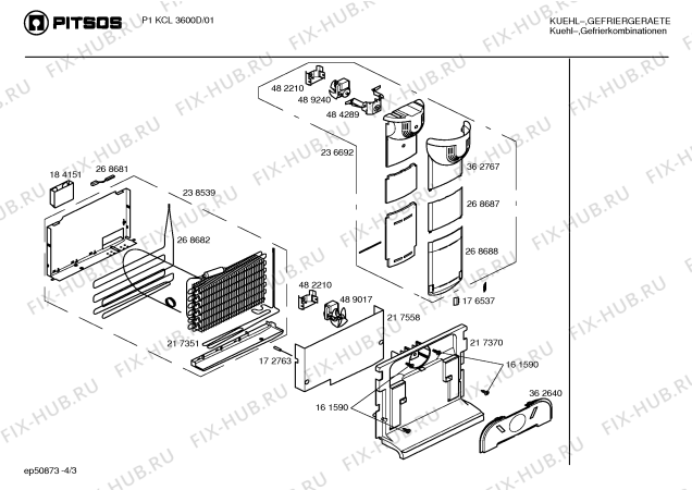 Взрыв-схема холодильника Pitsos P1KCL3600D - Схема узла 03