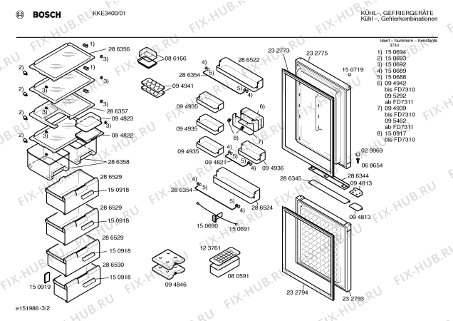Взрыв-схема холодильника Bosch KKE3400 - Схема узла 02