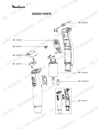 Схема №2 DD831110/870 с изображением Корпусная деталь для электроблендера Moulinex MS-650977