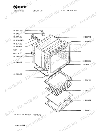 Взрыв-схема плиты (духовки) Neff 195305160 1394.11LCS - Схема узла 04