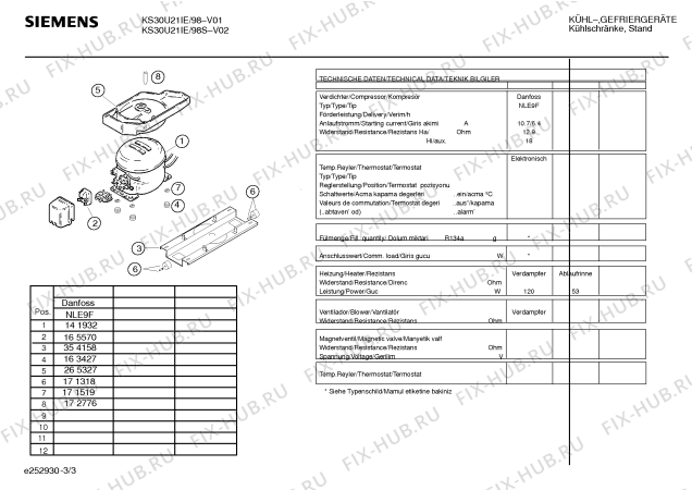 Схема №2 KS36U21IE с изображением Инструкция по эксплуатации для холодильной камеры Siemens 00527800