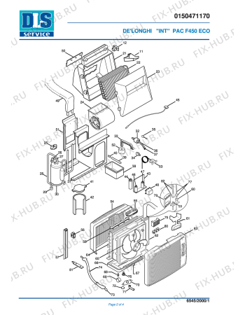 Взрыв-схема кондиционера DELONGHI PAC F450 ECO - Схема узла 2