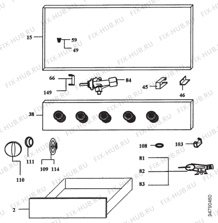Взрыв-схема плиты (духовки) Fagor CF1-40PBUTANO - Схема узла Section 2