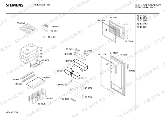 Взрыв-схема холодильника Siemens KS42V623FF - Схема узла 02