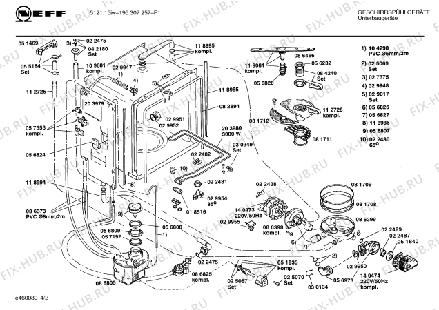 Взрыв-схема посудомоечной машины Neff 195307257 5121.15IW - Схема узла 02