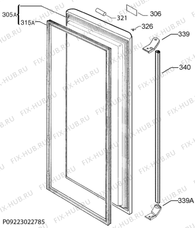 Схема №1 QT3460X с изображением Дверка для холодильной камеры Aeg 140043263395