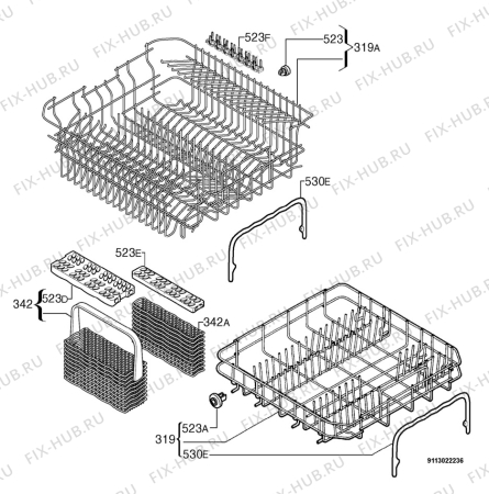 Взрыв-схема посудомоечной машины Zanussi ZDF230 - Схема узла Basket 160