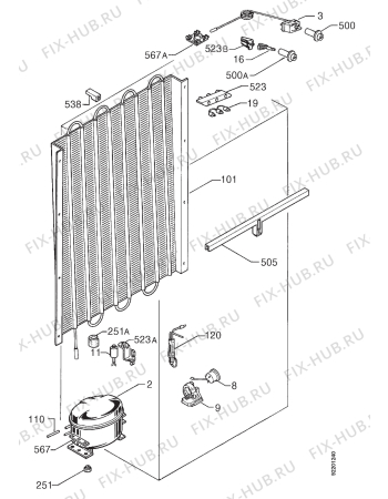 Взрыв-схема холодильника Rex RV20SE - Схема узла Cooling system 017