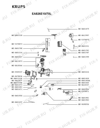 Схема №4 EA8250PE/70K с изображением Блок управления для кофеварки (кофемашины) Krups MS-5949337