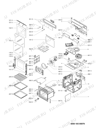 Схема №1 BLPE 7154 ES с изображением Дверка для духового шкафа Whirlpool 481010595974