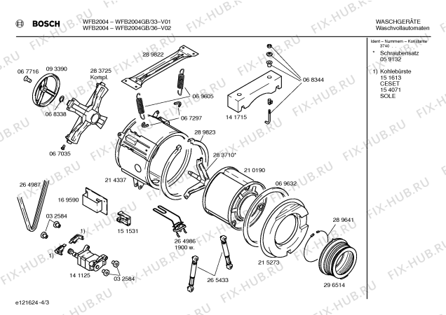 Схема №4 WFB2004GB BOSCH WFB 2004 с изображением Кабель для стиральной машины Bosch 00354516