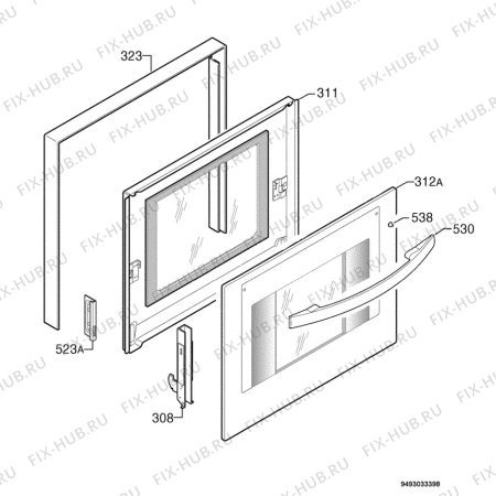 Взрыв-схема плиты (духовки) Electrolux EOG1733K - Схема узла Door 003