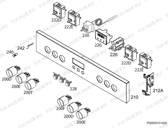 Взрыв-схема плиты (духовки) Zanussi ZOU25612XK - Схема узла Command panel 037