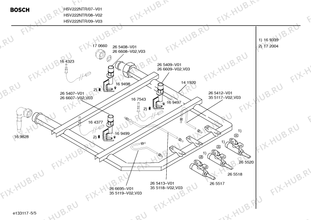 Схема №2 HSV232NTR с изображением Трубка горелки для плиты (духовки) Bosch 00355119