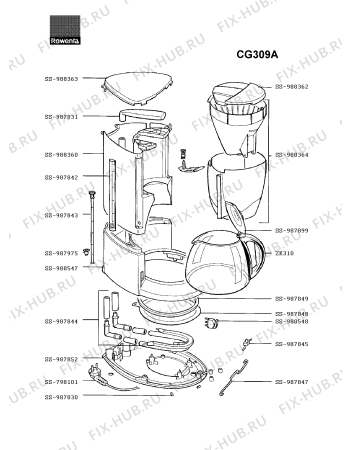 Схема №1 CG309A с изображением Холдер фильтра  для электрокофемашины Rowenta SS-988364