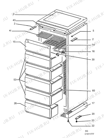 Взрыв-схема холодильника Aeg A2230-1GS - Схема узла C10 Cabinet/Interior