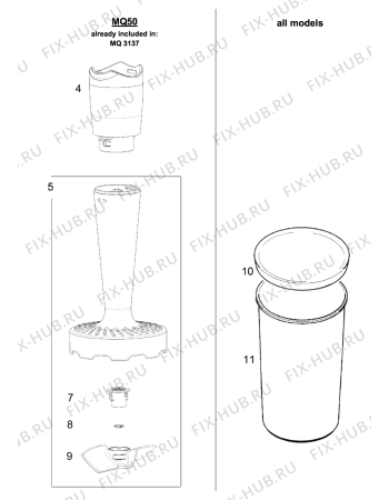 Взрыв-схема блендера (миксера) BRAUN Multiquick 3 MQ 3100 Smoothie+ - Схема узла 2