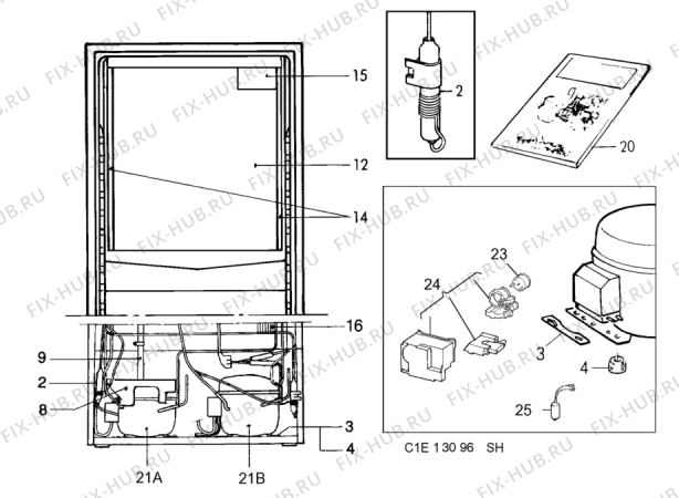 Взрыв-схема холодильника Husqvarna Electrolux GME385KF - Схема узла C10 Cold, users manual