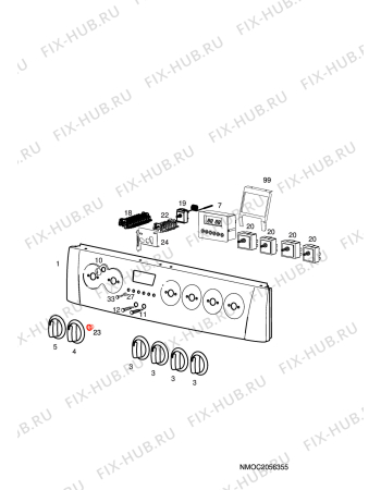 Взрыв-схема плиты (духовки) Electrolux EKC6272 - Схема узла H10 Control Panel
