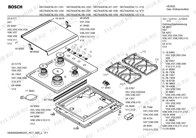 Схема №1 NGT643ENL Bosch с изображением Инструкция по эксплуатации для духового шкафа Bosch 00582857