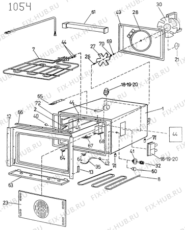 Взрыв-схема плиты (духовки) Electrolux CO5955 - Схема узла H20 Oven primary (large) D