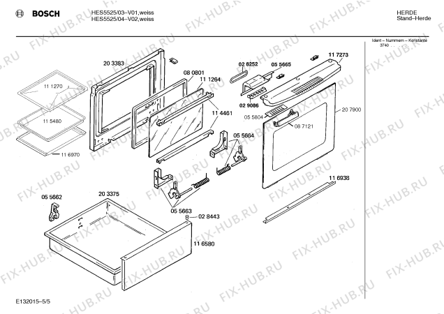 Схема №2 HES5520 с изображением Панель для духового шкафа Bosch 00286881
