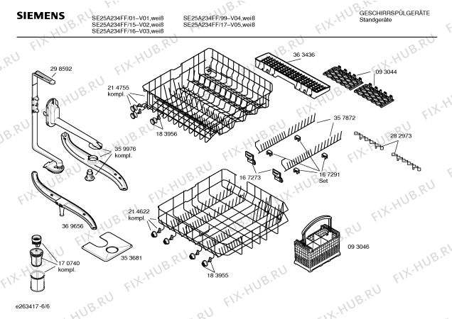 Схема №4 SE24A231FF с изображением Инструкция по эксплуатации для посудомоечной машины Siemens 00585882