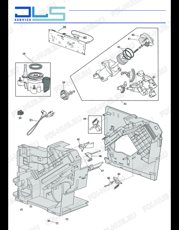 Взрыв-схема кофеварки (кофемашины) DELONGHI PRIMADONNA S ECAM28.465.M - Схема узла 2