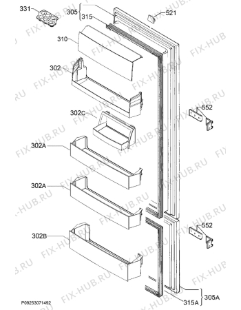 Взрыв-схема холодильника Electrolux ENN2873EXP - Схема узла Door 003