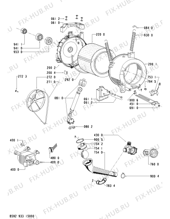 Взрыв-схема стиральной машины Whirlpool AWODAS128W (F091490) - Схема узла
