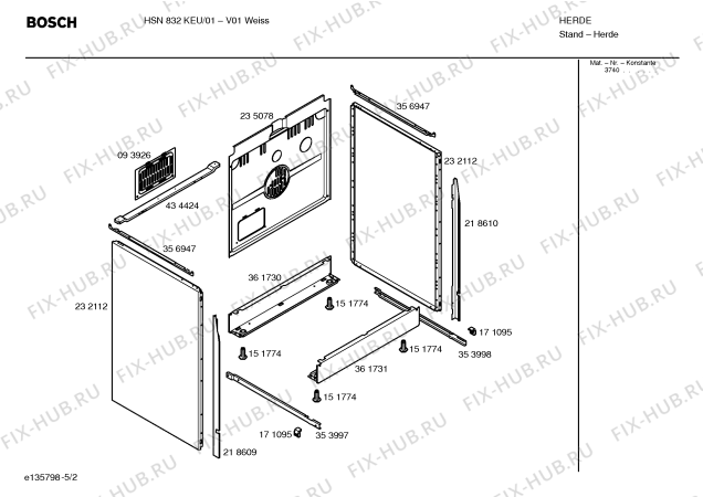 Схема №3 HSN832KEU с изображением Инструкция по эксплуатации для плиты (духовки) Bosch 00590898