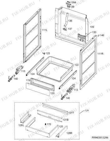 Взрыв-схема плиты (духовки) Electrolux EKC7051CGW - Схема узла Housing 001