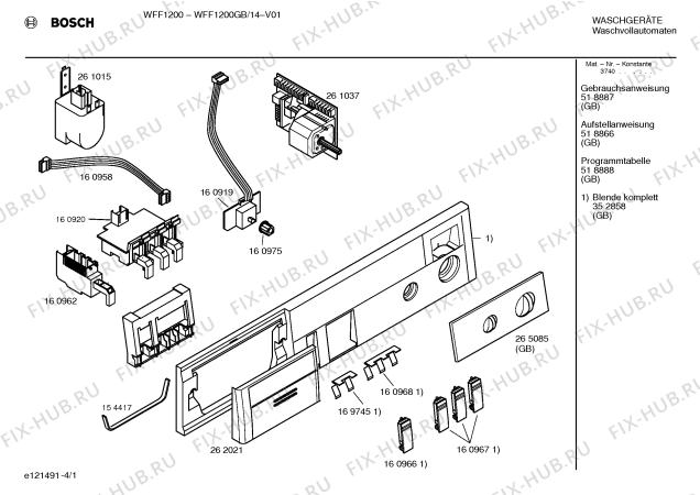 Схема №2 WFF1200GB, WFF1200 с изображением Панель управления для стиральной машины Bosch 00352858