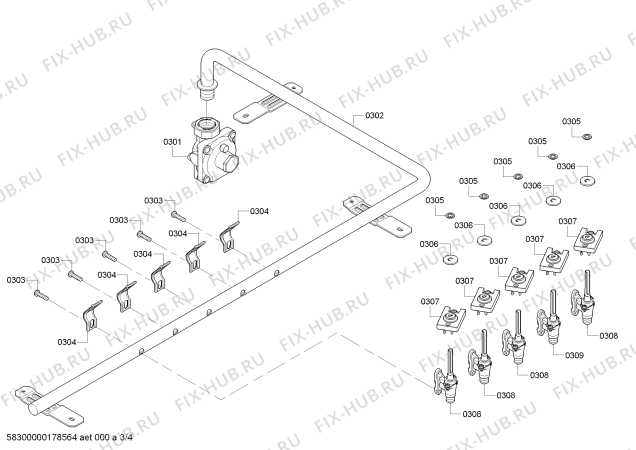 Взрыв-схема плиты (духовки) Bosch NGM5655UC Bosch - Схема узла 03